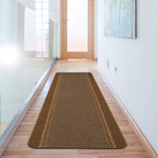 Washable Bordered Brown Rug