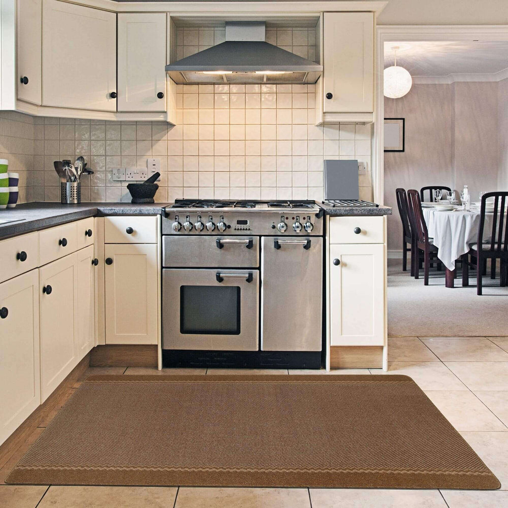 Washable Bordered Brown Rug