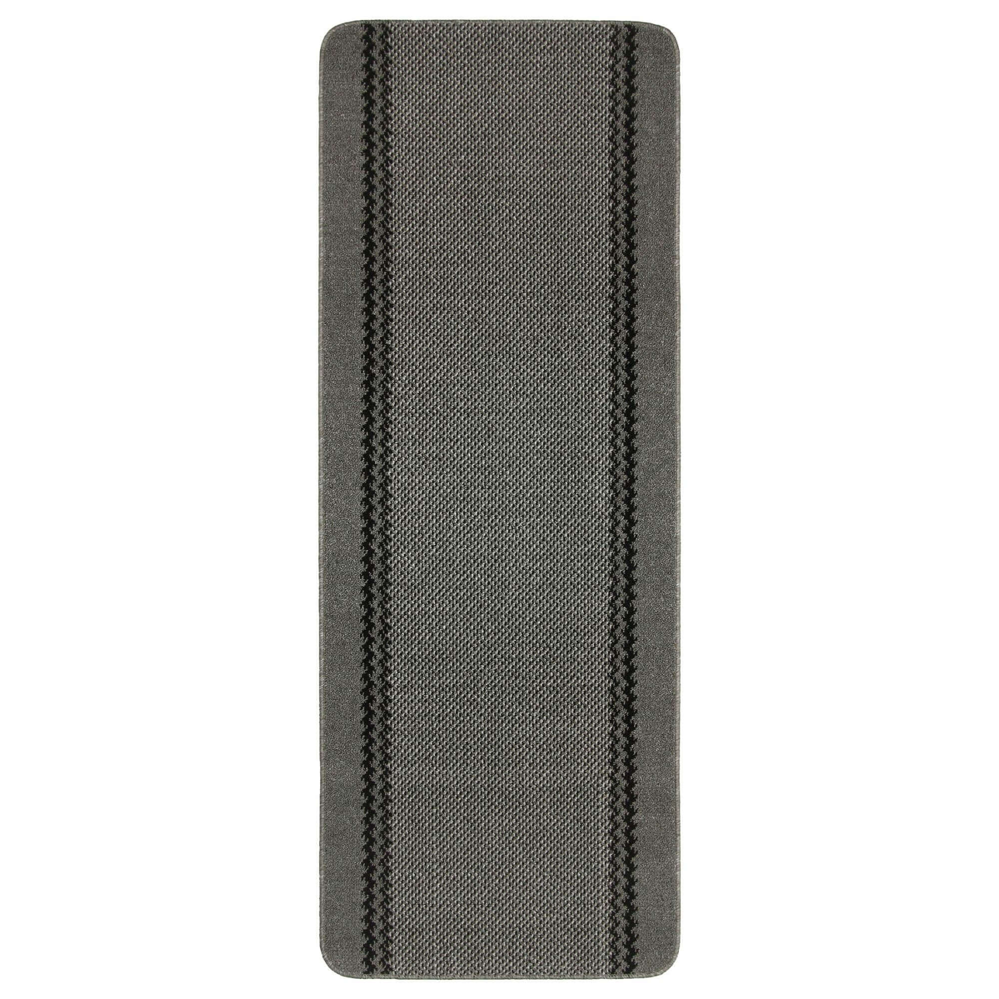 Washable Bordered Dark Grey Rug 67X180 cm