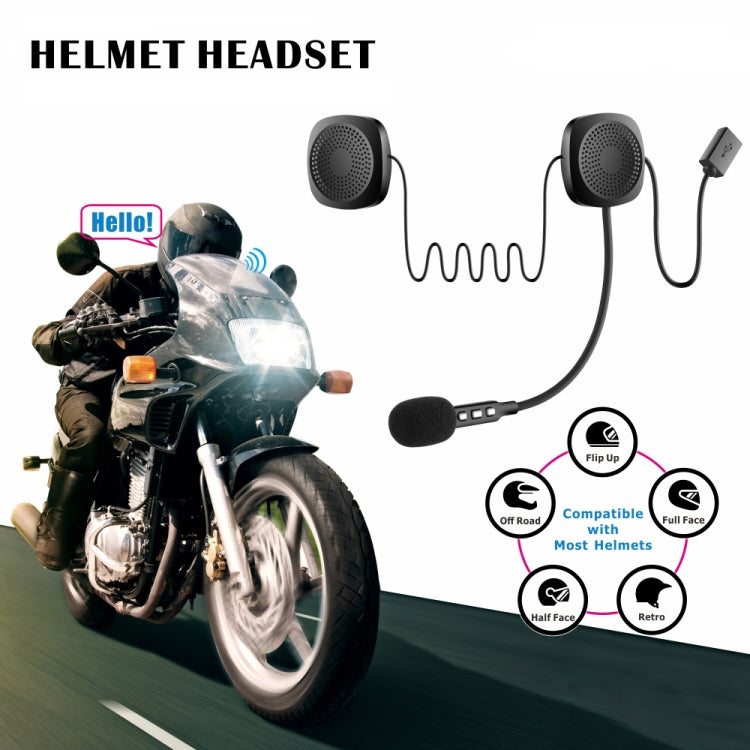 T2 Bluetooth V5.0 Helmet Headset 5V for Motorcycle Driving with Anti-interference Microphone Default Title