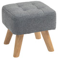 Linen-Look Square Padded Footstool - Grey Grey