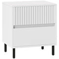Bedside Table with 2 Drawers and Steel Legs for Bedroom White