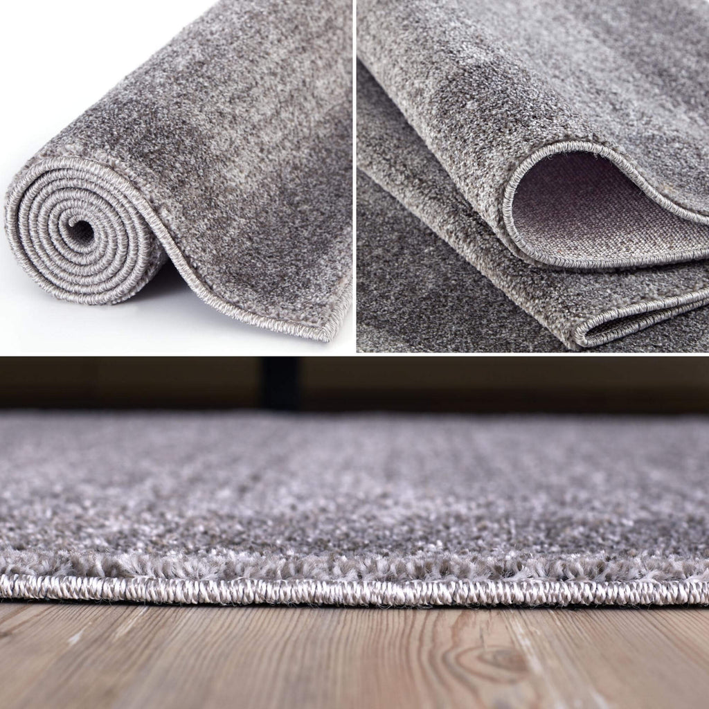 Modern Grey Geometric Border Rug