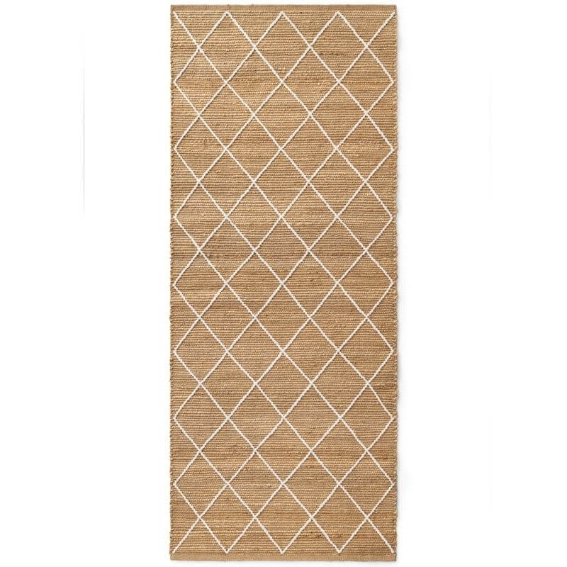 Jute Rug Kunu Natural Handwoven Diamond Design 80X200 cm