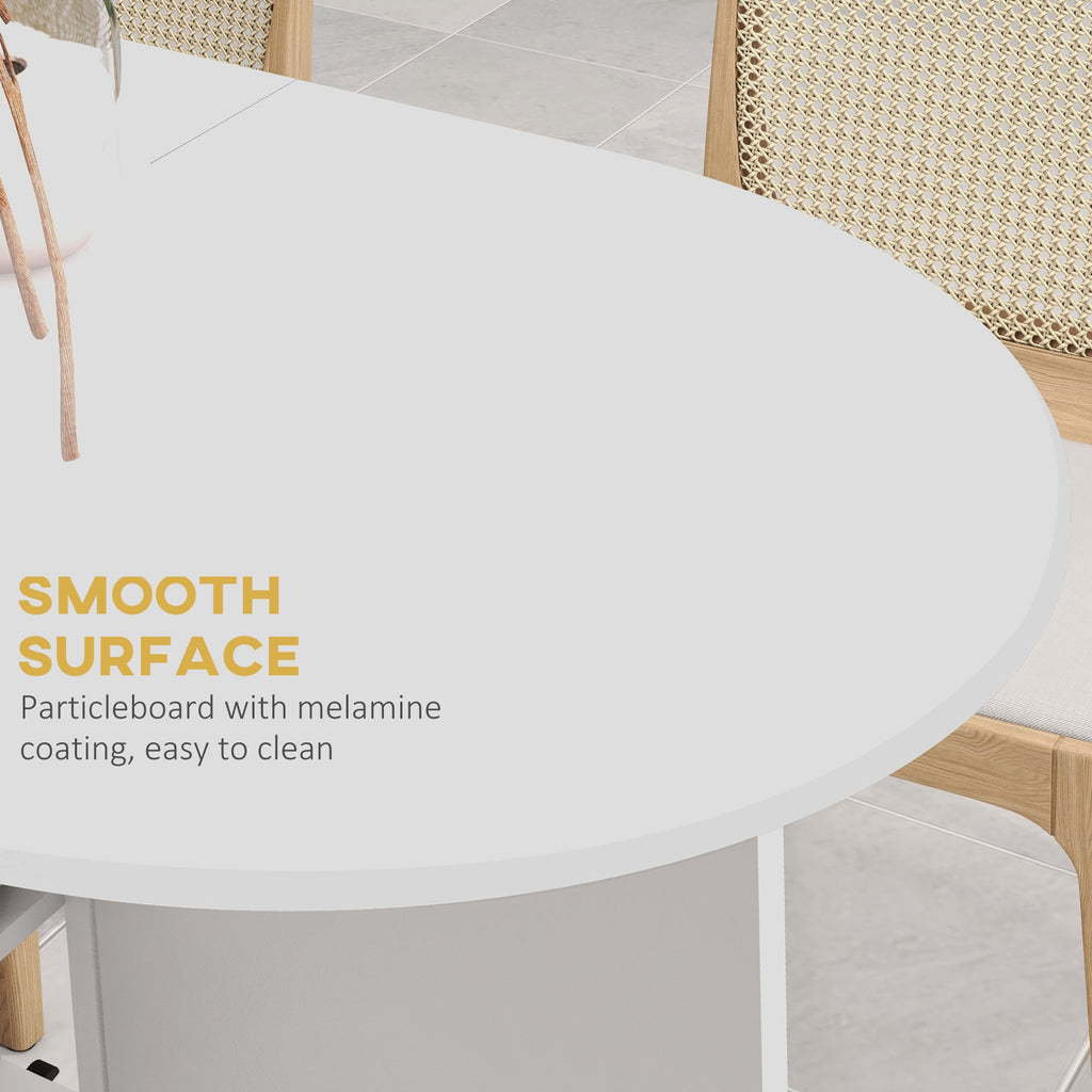 Folding Dining Table for Small Spaces with 2-tier Shelves White