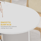 Folding Dining Table for Small Spaces with 2-tier Shelves White