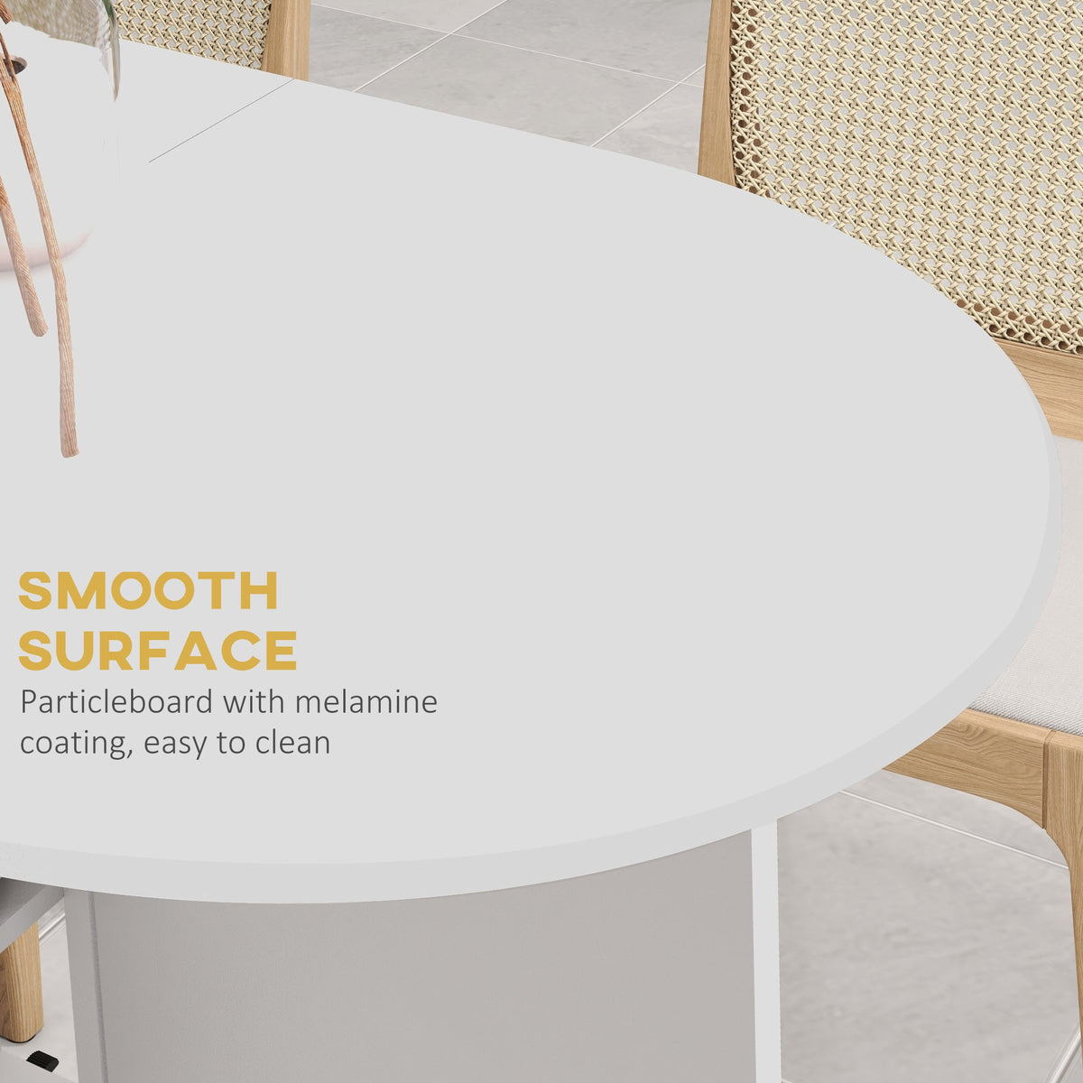 Folding Dining Table for Small Spaces with 2-tier Shelves White