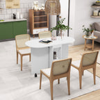 Folding Dining Table for Small Spaces with 2-tier Shelves White