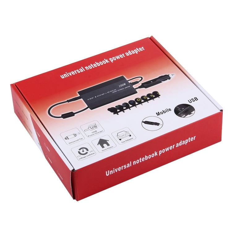 Laptop Notebook Power 100W Universal Charger with Car Charger & AC Power Adapter & 8 Power Adapters & 1 USB Port for Samsung, Sony, Asus, Acer, IBM, HP, DELL, UK Plug, AU Plug, EU Plug, UK Plug – TPU