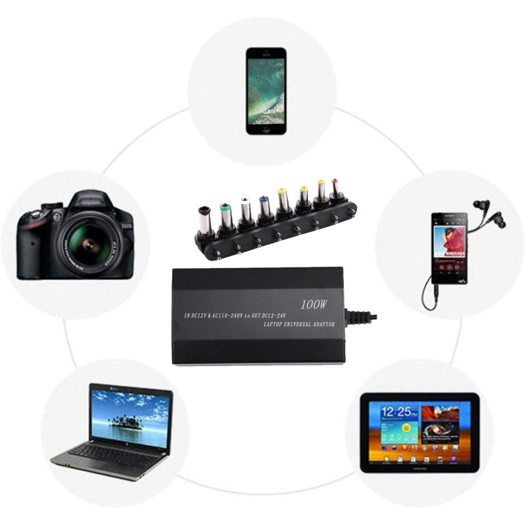 Laptop Notebook Power 100W Universal Charger with Car Charger & AC Power Adapter & 8 Power Adapters & 1 USB Port for Samsung, Sony, Asus, Acer, IBM, HP, DELL, UK Plug, AU Plug, EU Plug, UK Plug – TPU