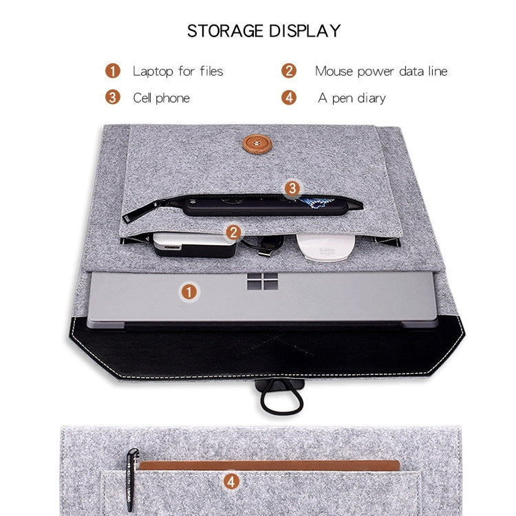 ND06 Multi-purpose Felt Button Laptop Inner Bag for 12.5 inch Laptop, 12.5 inch – Durable Build, Easy to Use