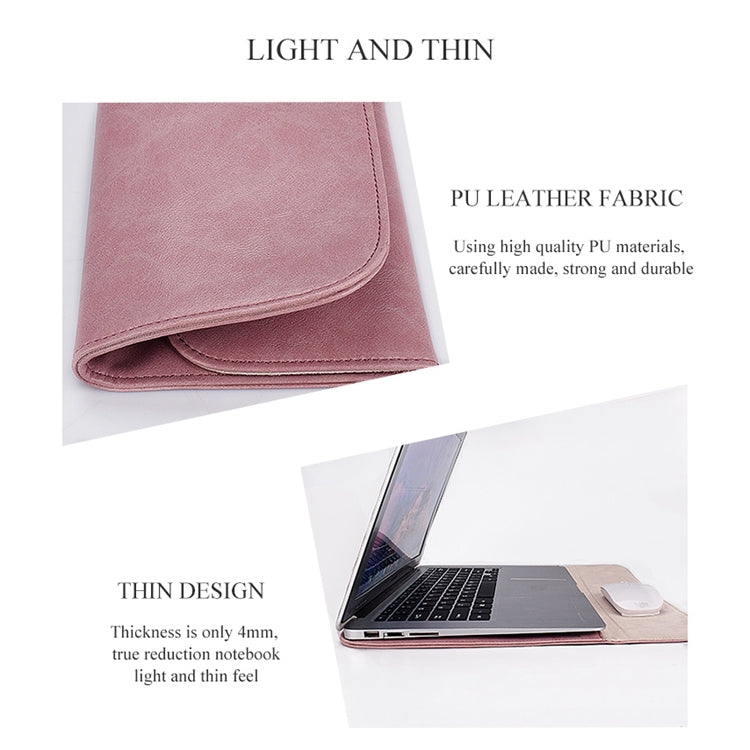 PU01S PU Leather Horizontal Invisible Magnetic Buckle Laptop Inner Bag for 13.3 inch laptops, 13.3 inch – Shockproof, Waterproof, Magnetic