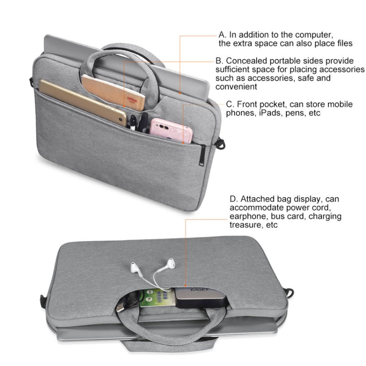 ST01S Waterproof Oxford Cloth Hidden Portable Strap One-shoulder Handbag for 14.1 inch Laptops, ST01S 14.1 inch Light Grey, ST01S 14.1 inch Dark Gray, ST01S 14.1 inch Navy Blue, ST01S 14.1 inch Black, ST01S 14.1 inch Pink – Waterproof, Wear-resistant