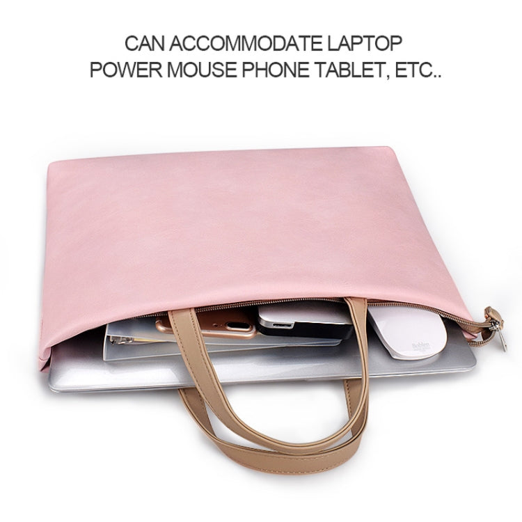 PU Waterproof Laptop Handbag Crossbody Bag for 13.3 inch Laptops, 13.3 inch (Pink) – Waterproof