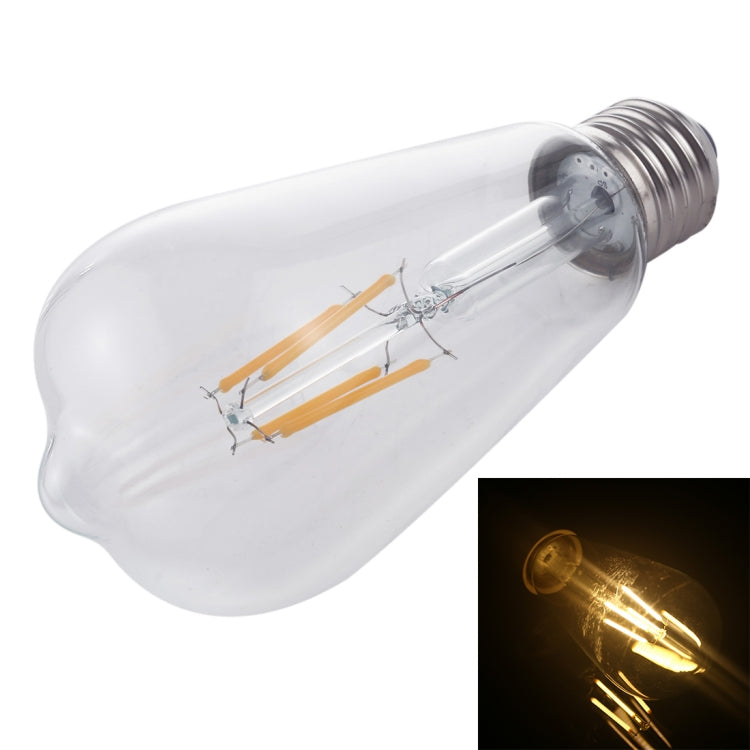 ST64 E27 4W 4 LEDs 600 LM 3000K Retro Dimming LED Filament Light Bulb Energy Saving Light, AC 220V, ST64 4W Warm White – TPU ST64 4W Warm White Warm White