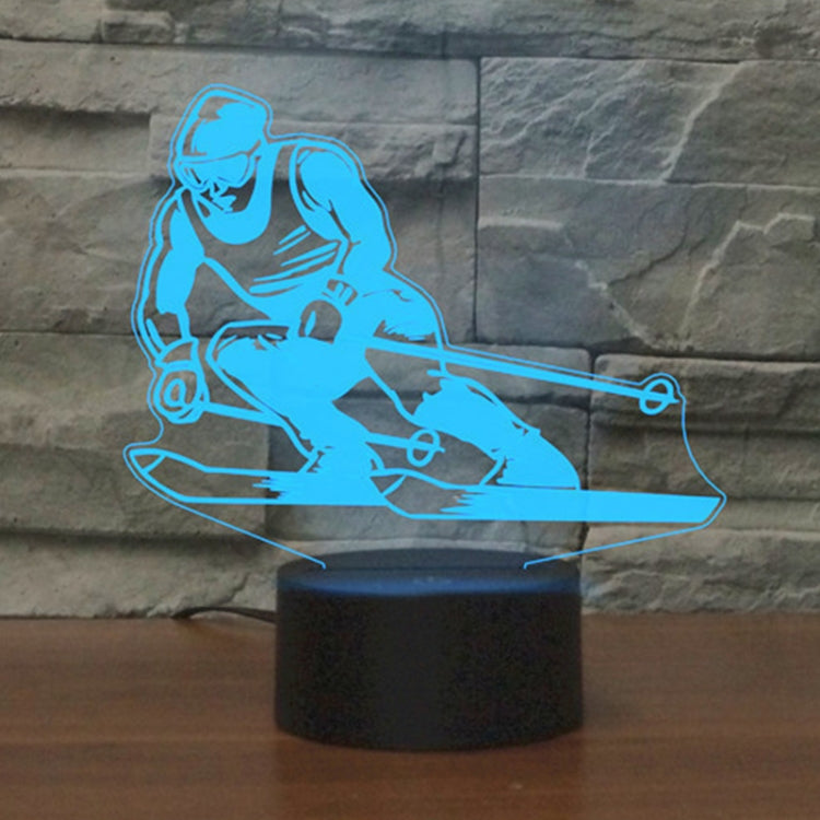 Skiing Shape 3D Colorful LED Vision Light Table Lamp, 16 Colors Remote Control Version, 16 Colors Remote Control Version 16 Colors Remote Control Version