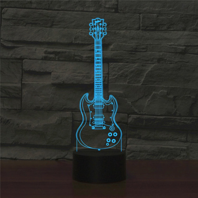 Five-string Guitar Shape 3D Colorful LED Vision Light Table Lamp, USB & Battery Version, USB & Battery Version USB & Battery Version