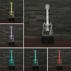 Five-string Guitar Shape 3D Colorful LED Vision Light Table Lamp, USB & Battery Version, USB & Battery Version