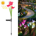 Simulated Lily Flower 4 Heads Solar Powered Outdoor IP55 Waterproof LED Decorative Lawn Lamp, White Light, White Light White Light Pink