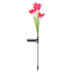 Simulated Lily Flower 4 Heads Solar Powered Outdoor IP55 Waterproof LED Decorative Lawn Lamp, White Light, White Light