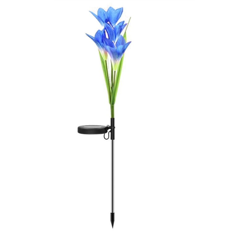 Simulated Lily Flower 4 Heads Solar Powered Outdoor IP55 Waterproof LED Decorative Lawn Lamp, Colorful Light, Colorful Light