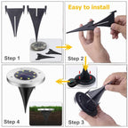 2 PCS 16 LEDs Solar Powered Buried Light Under Ground Lamp IP65 Waterproof Outdoor Garden Street Light, 16 LEDs
