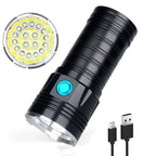 3 Gears, K18MAX 18xT6, Luminous Flux: 5400lm LED Flashlight, Without Battery – Waterproof, Aluminum Alloy, TPU