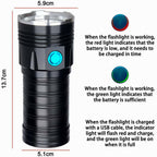 3 Gears, K18MAX 18xT6, Luminous Flux: 5400lm LED Flashlight, Without Battery – Waterproof, Aluminum Alloy, TPU