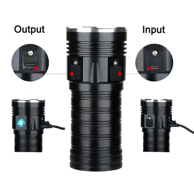3 Gears, K18MAX 18xT6, Luminous Flux: 5400lm LED Flashlight, Without Battery – Waterproof, Aluminum Alloy, TPU