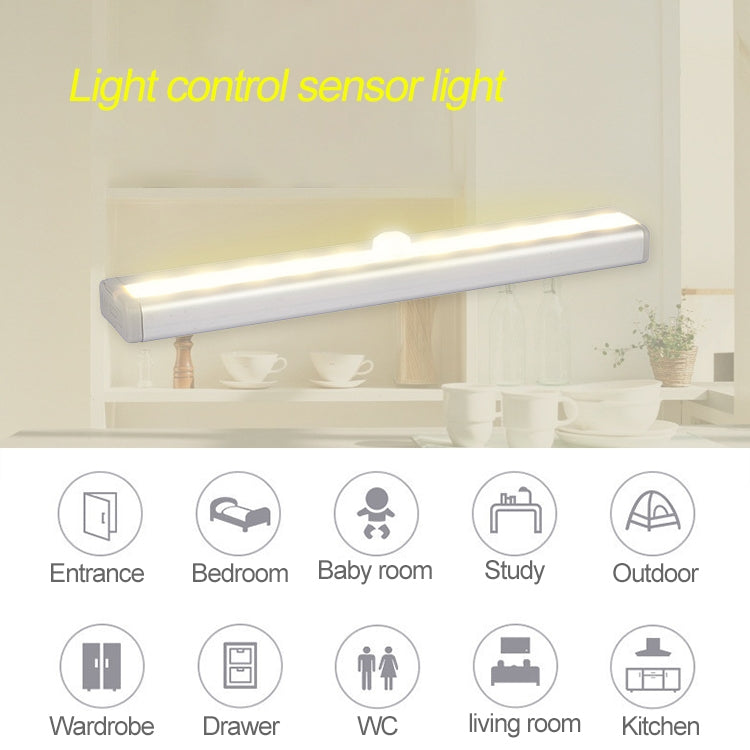 1.8W 10 LEDs White Light Wide Screen Intelligent Human Body Sensor Light LED Corridor Cabinet Light, Battery Version, 1.8W 10 LEDs White (Battery Version)