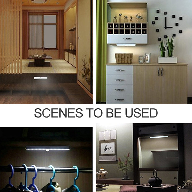 1.8W 10 LEDs White Light Wide Screen Intelligent Human Body Sensor Light LED Corridor Cabinet Light, Battery Version, 1.8W 10 LEDs White (Battery Version)