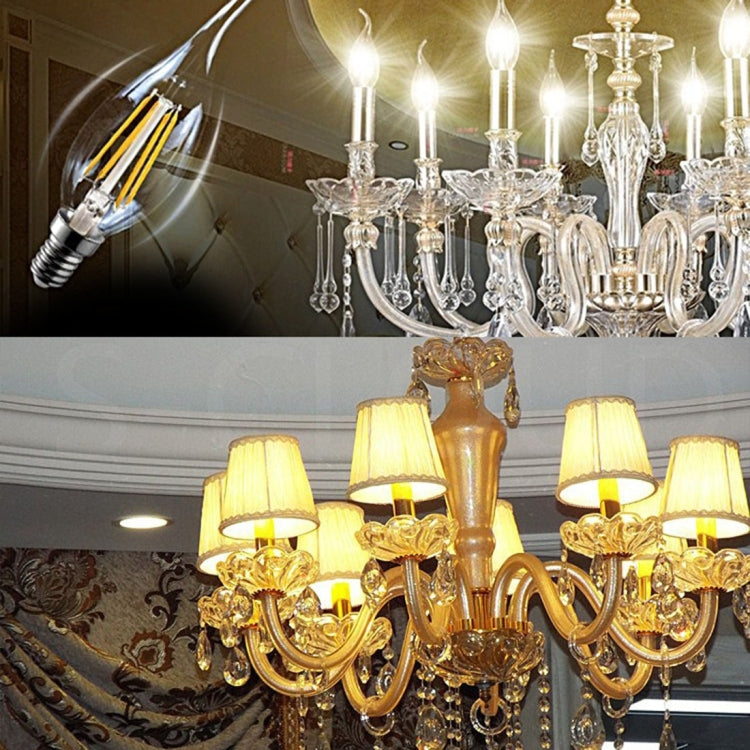 C35 E14 4W 4 LEDs 300 LM 3000K Dimmable Retro LED Filament Light Bulb Energy Saving Light, AC 220V, Long Tail E14 4W 220V Warm White, Long Tail E14 4W 220V White Light – TPU