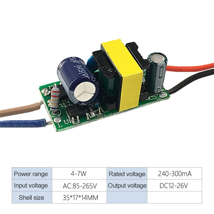 4-7W LED Driver Adapter Isolated Power Supply AC 85-265V to DC 12-26V, 4-7W – TPU