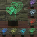 7 Color Discoloration Creative Visual Stereo Lamp Desk Lamp Night Light, Double Heart Balloon Style Double Heart Balloon Style