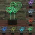 7 Color Discoloration Creative Visual Stereo Lamp Desk Lamp Night Light, Double Heart Balloon Style Double Heart Balloon Style