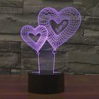 7 Color Discoloration Creative Visual Stereo Lamp Desk Lamp Night Light, Double Heart Balloon Style