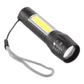 A2 USB Charging Waterproof Zoomable XPE + COB Flashlight with 3-Modes & Storage Box, A2 A2