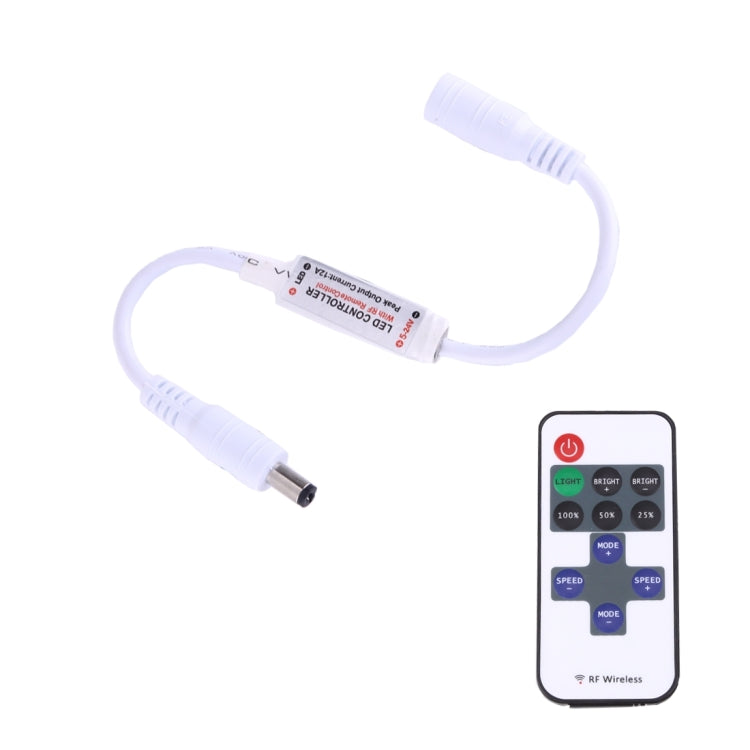 Mini Single Color LED Controller with 11 Keys RF Remote Control, DC 5-24V(White) – TPU
