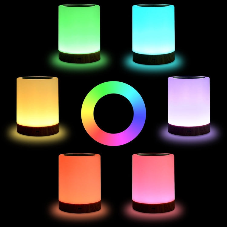 Colorful Creative Wood Grain Charging Night Light Touch Atmosphere Light – Durable Build, Easy to Use