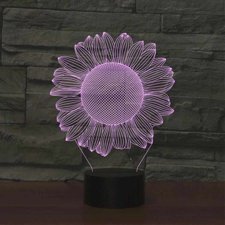 Sunflower Black Base Creative 3D LED Decorative Night Light, USB with Touch Button Version, USB with Touch Button Version USB with Touch Button Version