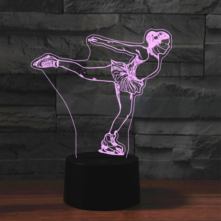 Ice Skating Black Base Creative 3D LED Decorative Night Light, Powered by USB and Battery, Powered by USB and Battery – Durable Build, Easy to Use