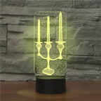 Candlestick Black Base Creative 3D LED Decorative Night Light, Powered by USB and Battery, Powered by USB and Battery Powered by USB and Battery