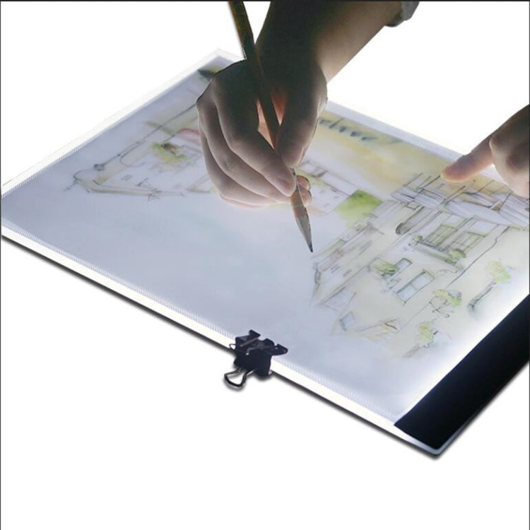Ultra-thin A4 Size Portable USB LED Artcraft Tracing Light Box Copy Board for Artists Drawing Sketching Animation and X-ray Viewing, No Brightness Control No Charger No Brightness Control No Charger