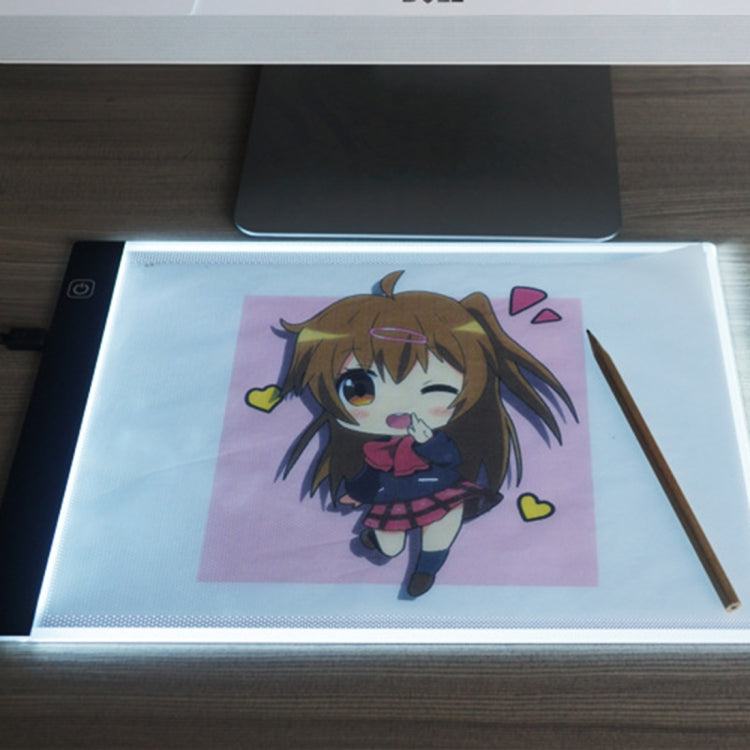 Ultra-thin A4 Size Portable USB LED Artcraft Tracing Light Box Copy Board Brightness Control for Artists Drawing Sketching Animation and X-ray Viewing, Brightness Control – TPU, Ultra-thin