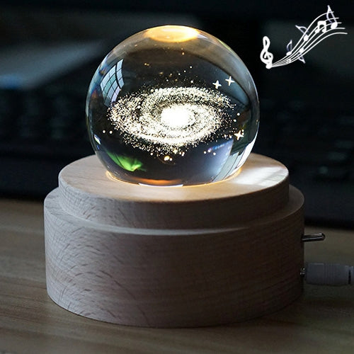 3D Word Engraving Crystal Ball Music Box Electronic Swivel Musical Birthday Gift Home Decor with Music, With Music With Music LED7421G