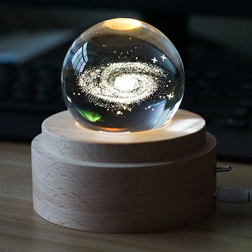 3D Word Engraving Crystal Ball Music Box Electronic Swivel Musical Birthday Gift Home Decor with Music, With Music