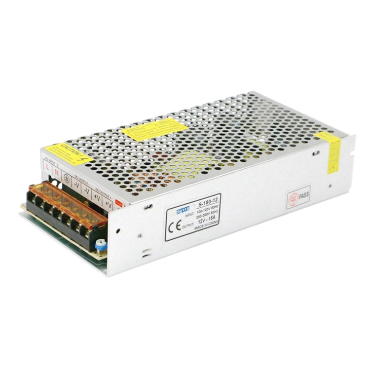 SOMPOM S-180-12 180W 12V 15A Iron Shell Driver LED Light Strip Lighting Monitor Power Supply, 180W 15A 180W 15A