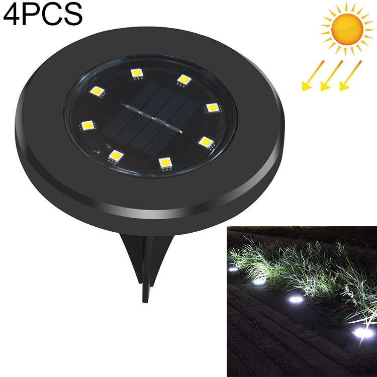4 PCS 8 LEDs IP65 Waterproof Solar Powered Buried Lamp Garden Villa Garden Lawn Decorative Spotlight White Light