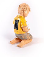Solar Boy and Duck Garden Ornament with LED Flashlight 25cm