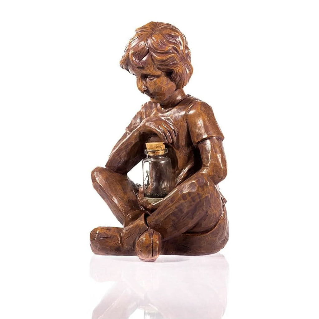 Solar Boy with LED Firefly Jar Garden Ornament
